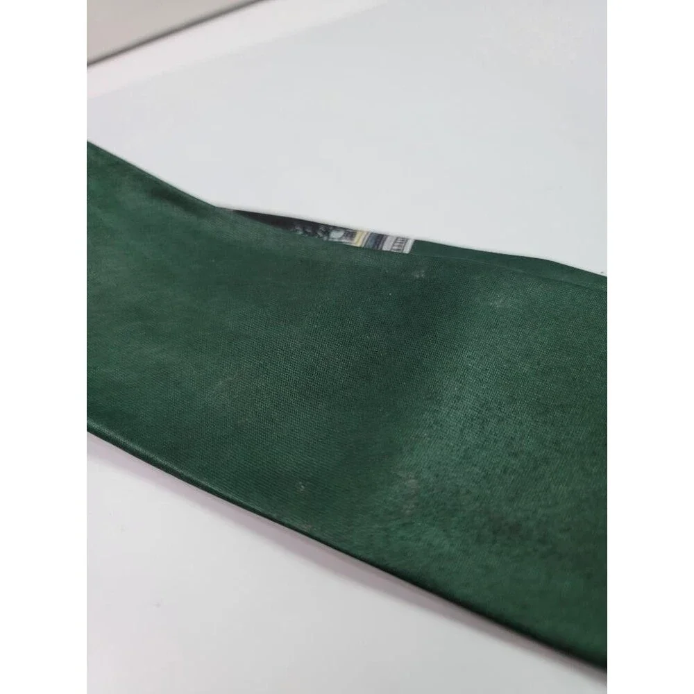Rene Chagal Mens Tie Green White House Cannon Military Patriotic Polyester